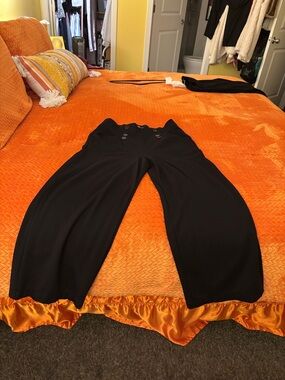 Max Studio Black Wide-Leg Button-Front Pants